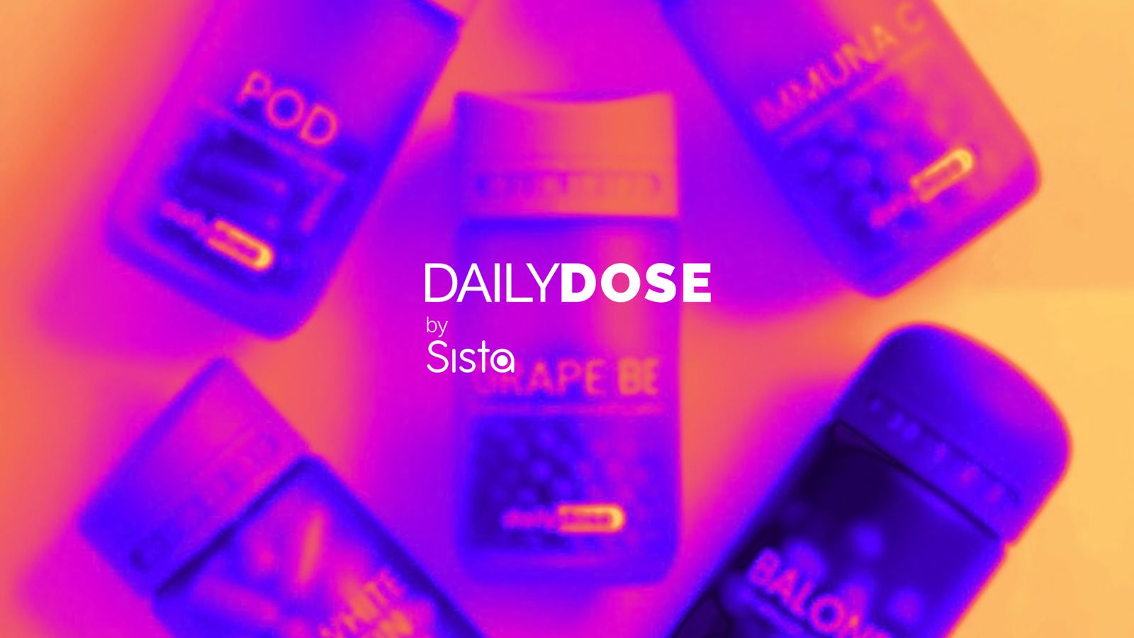 DailyDose supplement bottles in vivid colour
