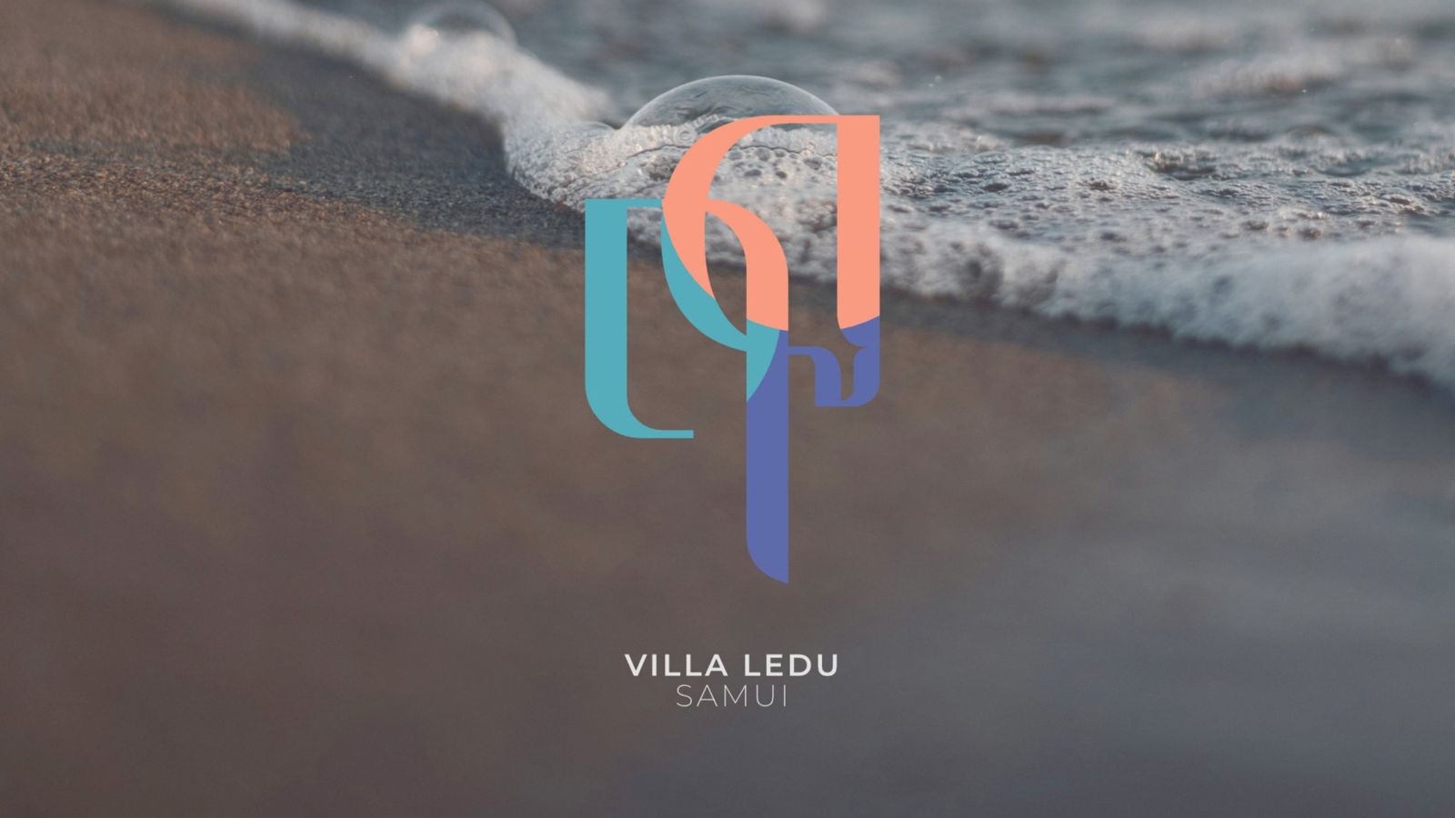 Villa Ledu Samui logo over a shoreline